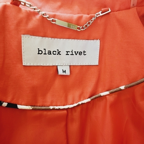 Black Rivet Belted Rain Trench Zip Coat Watermelon Size M - Picture 14 of 15